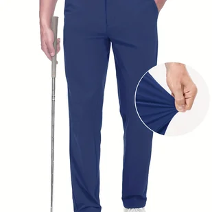 TEMU Spodnie Golfowe dla Mężczyzn na Jesień i Zimę, Eleganckie, Całoroczne, Sportowe z 4 Kieszeniami, Materiał Nylon+Spandex dla Komfortu, - Spodnie męskie - miniaturka - grafika 1