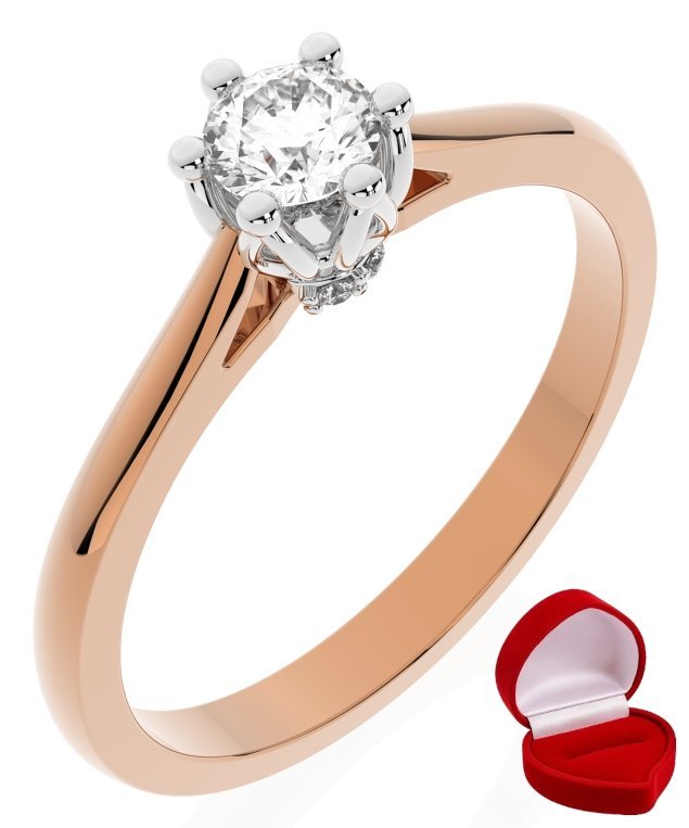 ZŁOTY PIERŚCIONEK ZARĘCZYNOWY 585 14k SZAFIR 0,19 ct RÓŻOWE ZŁOTO R19