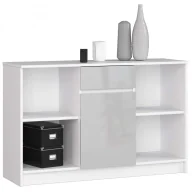 Komody - Nowoczesna komoda do salonu biała + metalik połysk - Bereno 4X - miniaturka - grafika 1