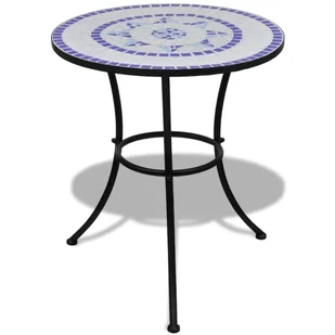 Stolik bistro, niebiesko-biały, 60 cm, mozaikowy - Stoły ogrodowe - miniaturka - grafika 1