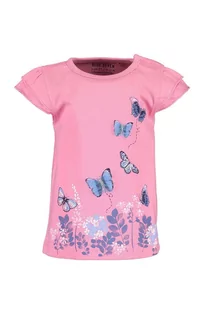 Koszulki dla dziewczynek - Koszulka dziewczęca różowa w motylki - grafika 1