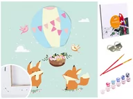 Malowanie po numerach - Zestaw do malowania po numerach, 20x20, Liski i Balon - miniaturka - grafika 1