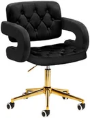 Fotele fryzjerskie - 4rico krzesło qs-of213g aksamit czarne - miniaturka - grafika 1