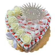 Zestawy upominkowe - Tort Serce z cukierków Kinder i Raffaello Box Upominek Pamiątka Prezent Komunia - miniaturka - grafika 1
