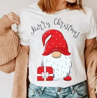 Bluzki damskie - damska koszulka z skrzatem na święta świąteczny skrzat1 - miniaturka - grafika 1