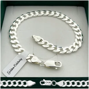 Srebrna Bransoleta Męska Diamentowana 22Cm/6Mm Pancerka Srebro 925 + Grawer - Bransolety męskie - miniaturka - grafika 1