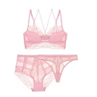 Komplety bielizny - Trzyelementowy zestaw koronkowej bielizny - Różowy 75D - miniaturka - grafika 1