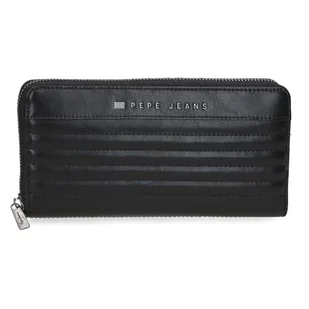 Pepe Jeans Biker Portfel z uchwytem na karty Czarny 19,5x10x2 cm Poliester z detalami ze sztucznej skóry by Joumma Bags, Czarny (Black), Talla única, Portfel z uchwytem na karty - Portfele - miniaturka - grafika 1