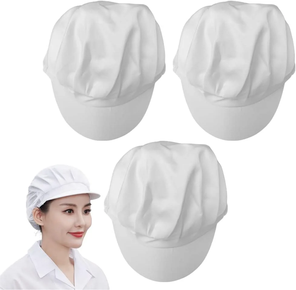 CZAPKA KUCHARSKA BAWEŁNA SIATKA OCHRONA WŁOSÓW REGULOWANA UNISEX BIAŁA 3