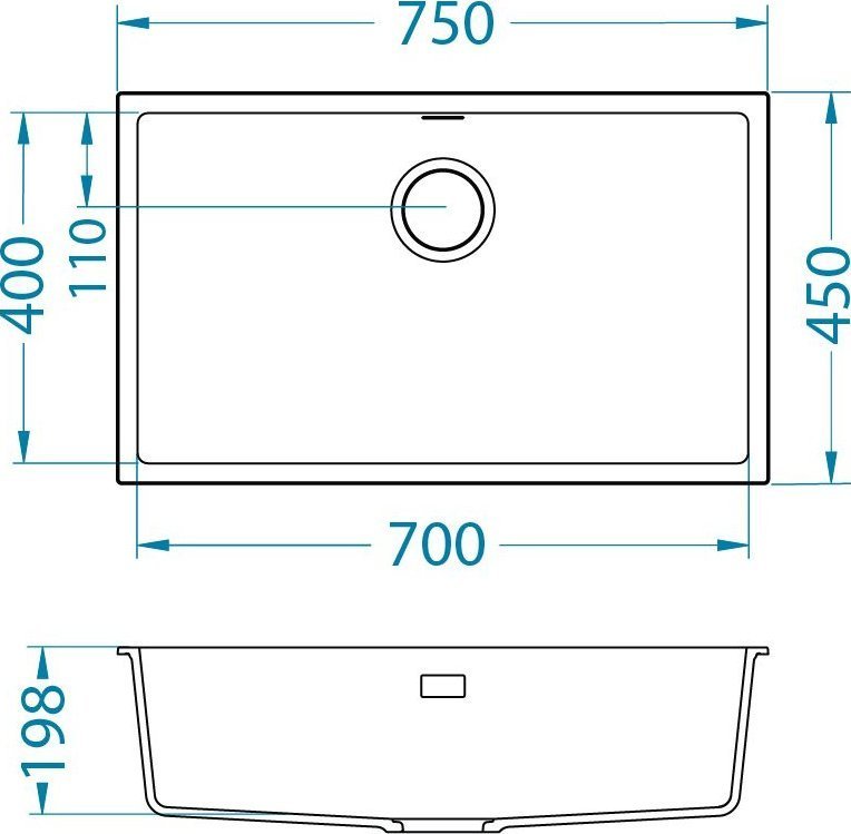 Alveus Zlewozmywak OMNI 40 G81 beton 45x75 1 kom. z syfonem sat.