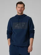 Bluzy męskie - 4F Bluza dresowa regular z kapturem męska - granatowa XL - miniaturka - grafika 1
