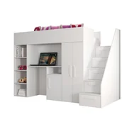 Łóżka dla dzieci i młodzieży - Abiks Łóżko piętrowe Antresola PARTY 14 biały + biały + biały - miniaturka - grafika 1