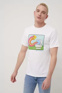 Koszulki męskie - Converse t-shirt bawełniany kolor biały z nadrukiem - grafika 1