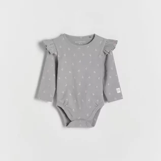 Body dla niemowląt - Reserved - Bawełniane body w kwiaty - Szary - grafika 1