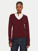 Swetry damskie - Tommy Hilfiger Sweter WW0WW43505 Bordowy Regular Fit - miniaturka - grafika 1