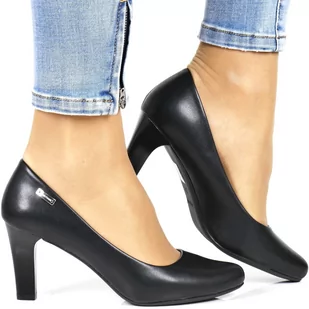 DAMSKIE CZÓŁENKA NA SŁUPKU OBCASIE SERGIO LEONE 1459 CZARNE MATOWE LICOWE - Czółenka DAMSKIE CZÓŁENKA NA SŁUPKU OBCASIE SERGIO LEONE 1459 CZARNE MATOWE LICOWE - Czółenka - miniaturka - grafika 1