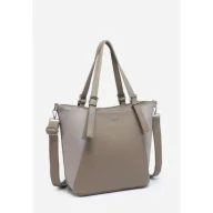 Torebki damskie - Pojemna Torebka Damska Beżowa Shopper Torba na Ramię LUIGISANTO Z Zamszem - miniaturka - grafika 1