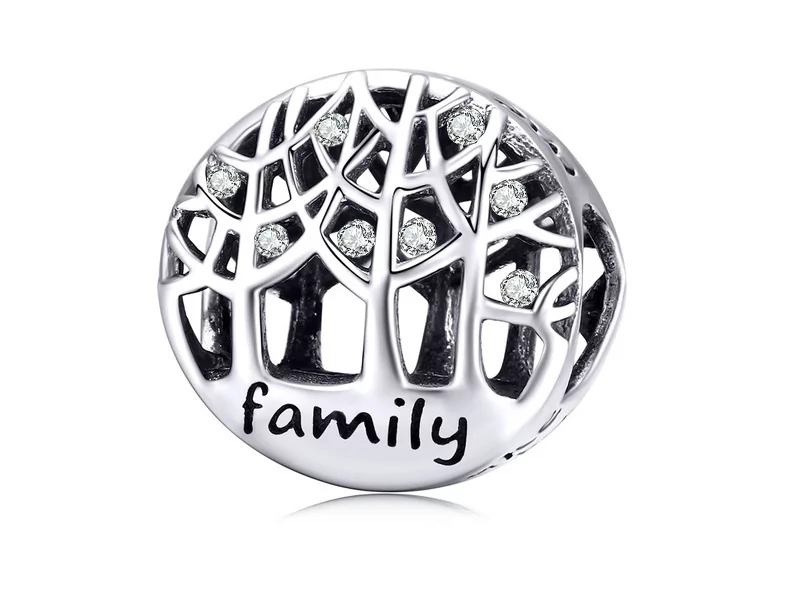 Pandora Valerio.pl Rodowany srebrny charms do szczęśliwa kochająca się rodzina happy family cyrkonie srebro 925 NEW124 NEW124