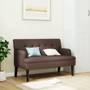 vidaXL Ławka z oparciem, brązowa, 112x65,5x75 cm, sztuczna skóra - Ławki ogrodowe - miniaturka - grafika 1