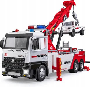 CIĘŻARÓWKA Z dźwigiem METALOWY MODEL SAMOCHODU 1:18 DŹWIĘK ŚWIATŁO - Zabawki zdalnie sterowane - miniaturka - grafika 1