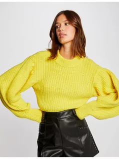 Swetry damskie - Morgan Sweter 212-MJANZEN Żółty Regular Fit - grafika 1