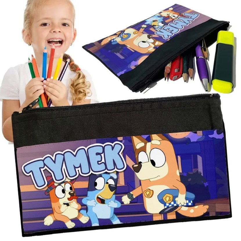 Personalizowany piórnik BLUEY BLUE - z nadrukiem TWOJEGO IMIENIA prezent