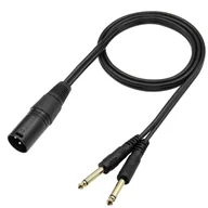 Kable komputerowe i do monitorów - QIANRENON Rozdzielacz Stereo XLS na Podwójny TS 1/4, Czarny, 1 m - miniaturka - grafika 1