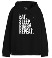 Bluzy męskie - Republic Of California "Jedz, Sleep, Rugby, Repeat" UXREPCZSW029 Bluza męska, czarna, rozmiar S, czarny, XXL - miniaturka - grafika 1