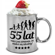 Kubki - KUBEK SREBRNY PREZENT NA 55 URODZINY TEN CZAS SPRAWIŁ ŻE JESTEŚ IDEALNY WZ - miniaturka - grafika 1