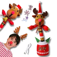 Zabawki interaktywne dla dzieci - RUDOLF CZERWONONOSY RENIFER TAŃCZĄCY GRAJĄCY KAKTUS ŚWIĘTA PREZENT + ZAWIESZKA NA CHOINKĘ - miniaturka - grafika 1