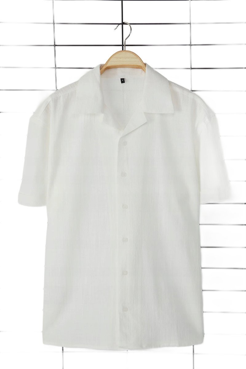 TRENDYOL MAN BIAŁA KOSZULA MĘSKA CASUAL KRÓTKI RĘKAW Z KOŁNIERZYKIEM M 5DA