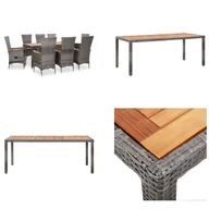 Meble ogrodowe - vidaXL 9-częściowy ogrodowy zestaw jadalniany z poduszkami z szarego rattanu - Zestaw mebli ogrodowych - Zestawy mebli ogrodowych - Stół i krzesła ogrodowe - Stoły i krzesła ogrodowe - miniaturka - grafika 1