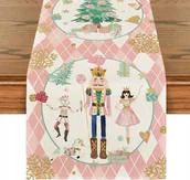 Zabawki kreatywne - Bieżnik na stół świąteczny dziadek do orzechów kolor różowy 40 x 100 cm - miniaturka - grafika 1