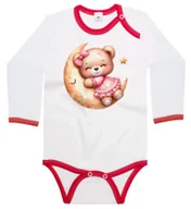 Body dla niemowląt - Body dziecięce Miś W Różowej Sukience Tulący Księżyc Dzień Misia 62/68 - miniaturka - grafika 1