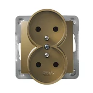 Gniazdka elektryczne - LEDart podwójne z uziemieniem złoty metalik GP-2YRZ/m/28 Impresja Ospel - miniaturka - grafika 1
