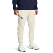 Spodenki męskie - Męskie spodnie Under Armour treningowe UA Unstoppable Flc Jgr Eu - beżowe - miniaturka - grafika 1