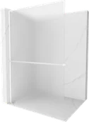 Ścianki i drzwi prysznicowe - Mexen Kioto+ L ścianka prysznicowa z półką Walk-in 70 x 200 cm, szron, biała - 800-070-123-20-30 - miniaturka - grafika 1