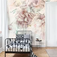 Tapety - Tapeta w wielkie kwiaty z kolibrem swingtime fuchsia pastel colibri pastelowa - miniaturka - grafika 1