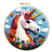 Pasmanteria - Jednorożec - haftowanie (filcowanie) wełną czesankową - miniaturka - grafika 1