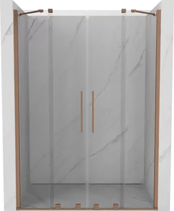 Mexen Velar Duo drzwi prysznicowe rozsuwane 150 cm, transparent, miedź szczotkowana - 871-150-000-02-65 - Ścianki i drzwi prysznicowe - miniaturka - grafika 1