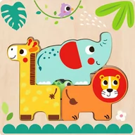 Układanki dla dzieci - Tooky Toy Drewniane Puzzle Montessori Wielowarstwowe Tablica Zwierzątka Leśne 7 el. - miniaturka - grafika 1