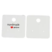 Metkownice - [07185] Metki kwadratowe białe 40mm HANDMADE WITH LOVE 2szt - miniaturka - grafika 1
