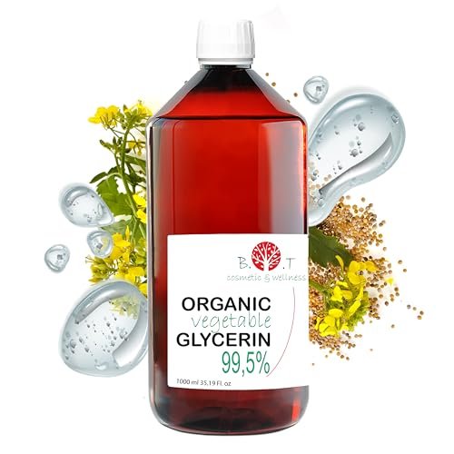 Czysty płynny gliceryna roślinna. Certyfikowany biologicznie. Baza gliceryny naturalny kosmetyk do domu. Naturalny krem nawilżający (skóra i włosy) - 1000 ml / 1 kg
