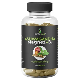 BetterMe Ashwagandha Magnez B6, 100 kapsułek - Układ nerwowy - miniaturka - grafika 1