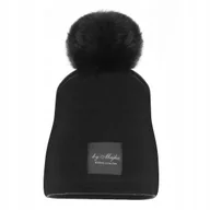 Czapki damskie - Czapka Damska Zimowa Z Pomponem Czarna - miniaturka - grafika 1