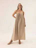 Sukienki - Sukienka Verona Esotiq beżowy L/XL - miniaturka - grafika 1