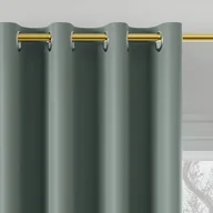 Zasłony - Gotowa zasłona blackout na przelotkach, 85% zaciemniająca, kolor zielony szałwiowy, rozmiar: 140x250 cm - miniaturka - grafika 1