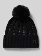 Czapki damskie - Czapka z dzianiny z aplikacją z logo - miniaturka - grafika 1