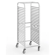 Wózki na żywność - B2B Partner Wózek ze stali nierdzewnej na pojemniki gastronomiczne, 15 poziomów, GN 2/1, 1700x590x670 mm 434081 - miniaturka - grafika 1