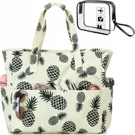 Torebki damskie - TORBA PLAŻOWA DAMSKA WODOODPORNA DUŻA Z KIESZENIAMI SUWAKIEM TORBA NA PLAŻĘ - miniaturka - grafika 1